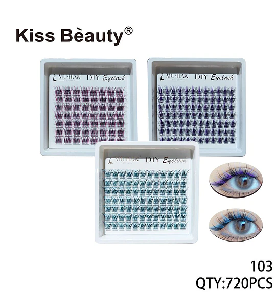 Pestañas Postizas DIY de Colores Vibrantes Kiss Bèauty 720 Piezas