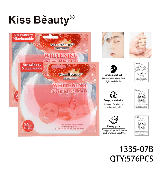 Mascarilla Facial Blanqueadora de Fresa y Niacinamida Kiss Beauty