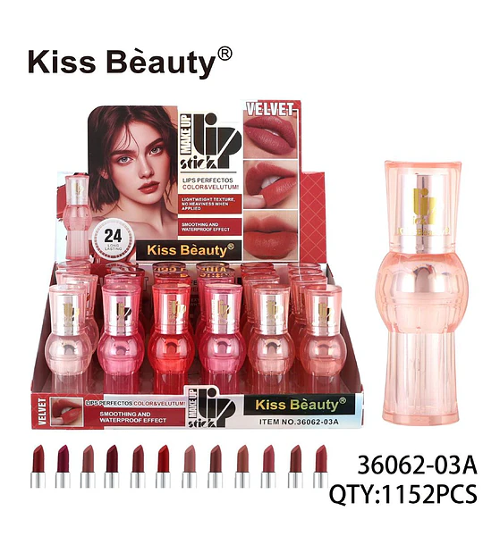 Labial Líquido Velvet Larga Duración Kiss Beauty Tonos Variados