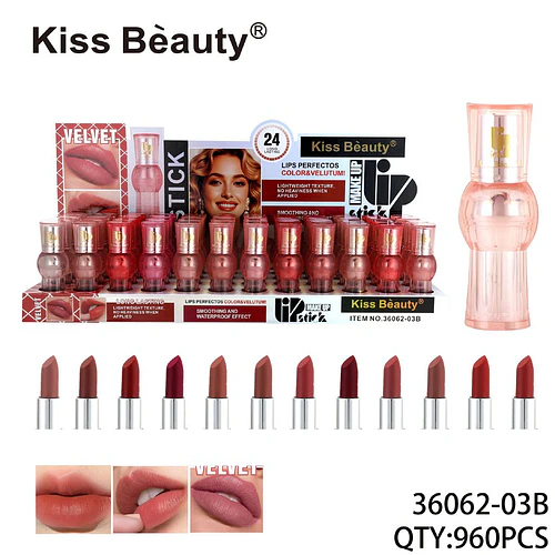 Labial Velvet Larga Duración Kiss Beauty 24 Horas - Chuys Beautys | Chuy's Beautys