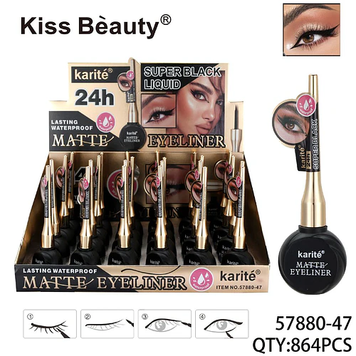 Eyeliner Líquido Karité Super Negro Mate de Larga Duración Impermeable - Chuys Beautys | Chuy's Beautys