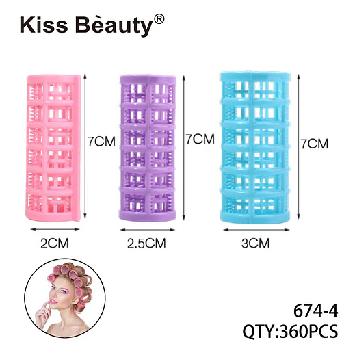Rizadores de cabello plásticos ventilados Kiss Bèauty en tres tamaños - Chuys Beautys | Chuy's Beautys