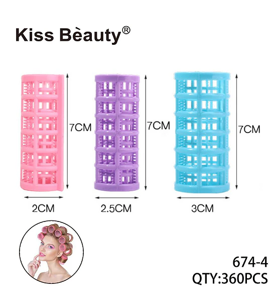 Rizadores de cabello plásticos ventilados Kiss Bèauty en tres tamaños