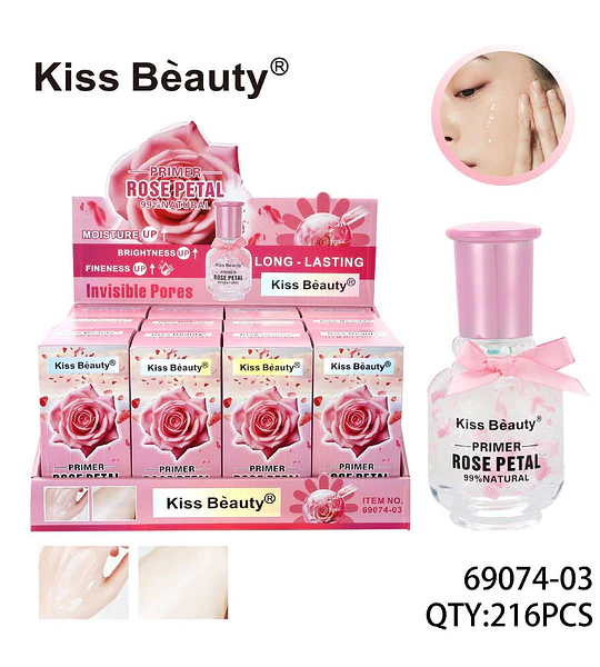 Primer facial Kiss Beauty Rose Petal hidratante y minimizador de poros