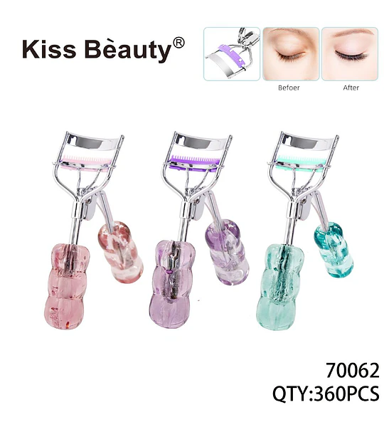 Encrespador de Pestañas Kiss Bèauty con Mango Transparente de Colores