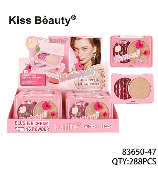 Rubor en Crema y Polvo Fijador Natural Karité para Tono de Piel Luminoso