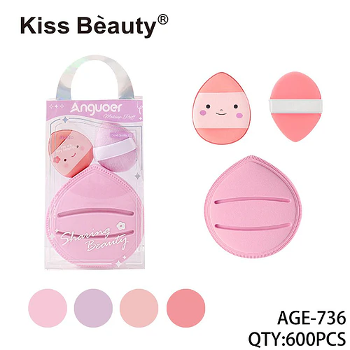 Set de Esponjas y Borlas de Maquillaje Kiss Bèauty Anguoer para Aplicación Suave - Chuys Beautys | Chuy's Beautys