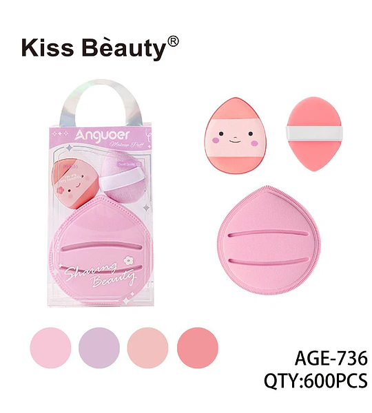 Set de Esponjas y Borlas de Maquillaje Kiss Bèauty Anguoer para Aplicación Suave