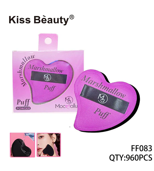 Puff de Maquillaje Suave en Forma de Corazón Marshmallow Kiss Bèauty