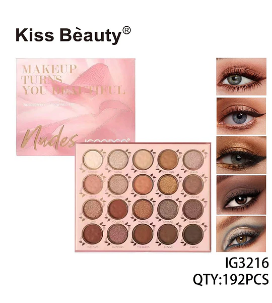 Paleta de Sombras Nudes de 20 Colores Kiss Bèauty