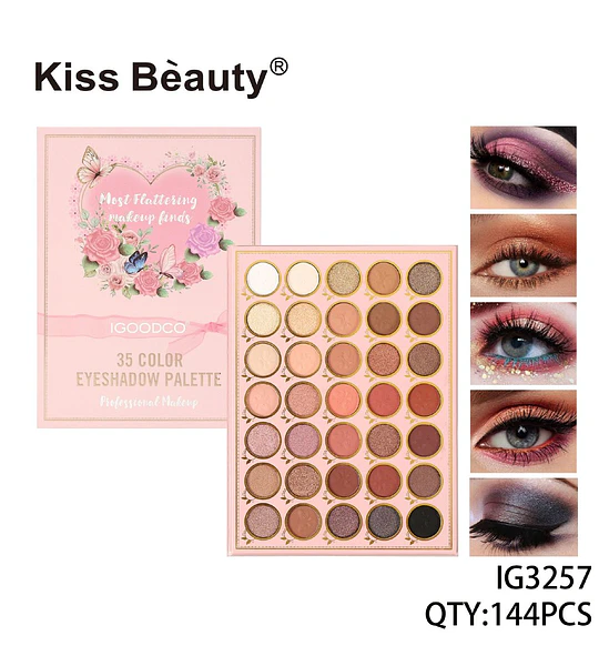 Paleta de Sombras Kiss Bèauty Profesional de 35 Tonos Variados