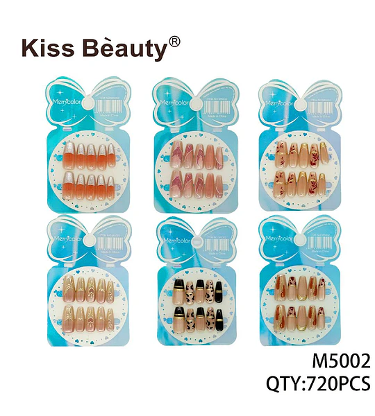 Set de 6 Diseños de Uñas Postizas Adhesivas Kiss Bèauty