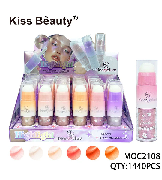 Iluminador en Barra Doble Kiss Beauty Moccallure con Brillo
