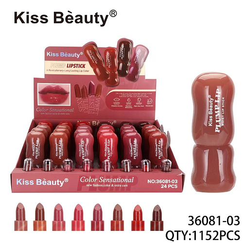 Labial Plump Lipstick Larga Duración Color Sensacional Kiss Bèauty - Chuys Beautys | Chuy's Beautys