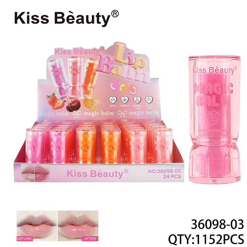Display de 24 Bálsamos Labiales Mágicos Hidratantes Kiss Bèauty - Chuys Beautys | Chuy's Beautys
