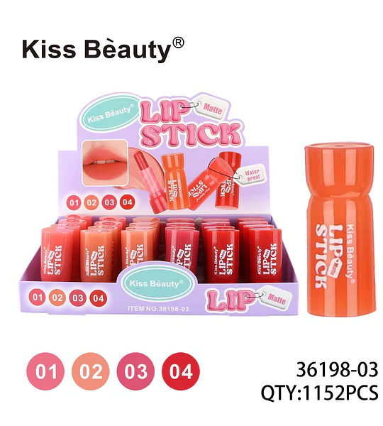 Labial Lipstick Matte Kiss Bèauty de larga duración y resistente al agua