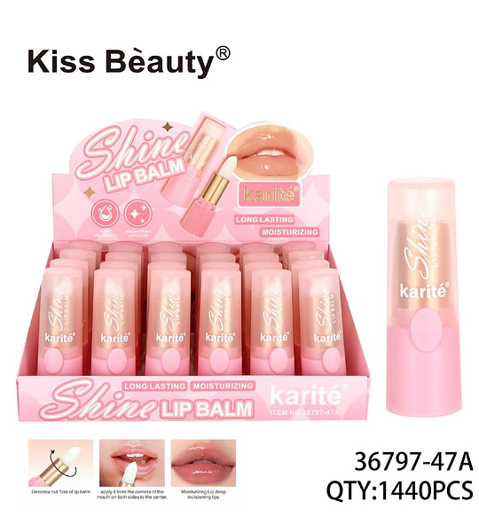 Bálsamo labial Kiss Beauty Shine hidratante y de larga duración