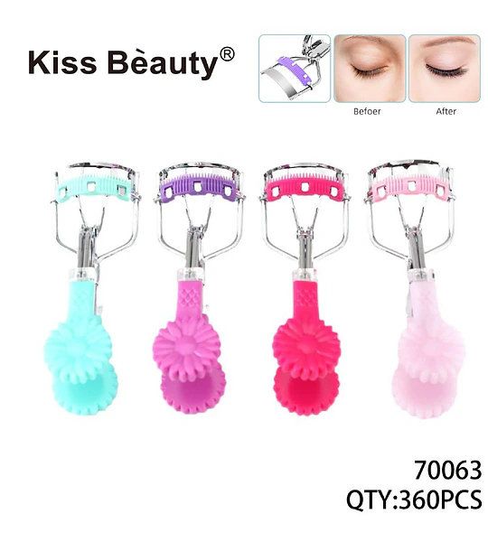 Rizador de Pestañas Metálico con Mango Floral Kiss Bèauty