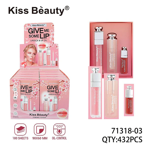 Kiss Beauty Set de Aceite Hidratante y Bálsamo Labial Color Revividor - Chuys Beautys | Chuy's Beautys