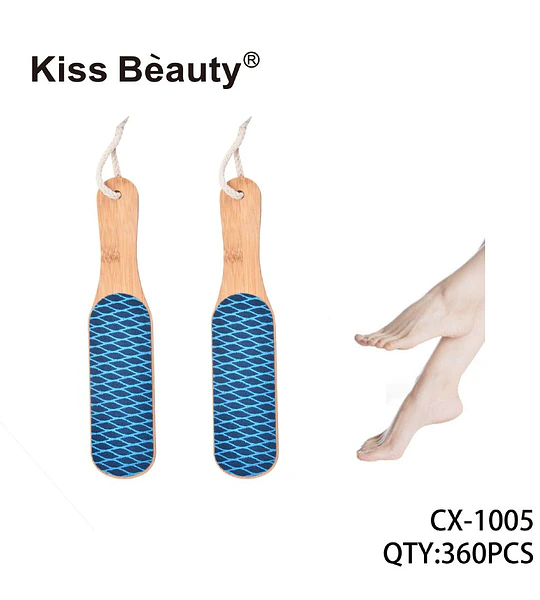 Lima exfoliante para pies doble cara con mango de madera Kiss Bèauty