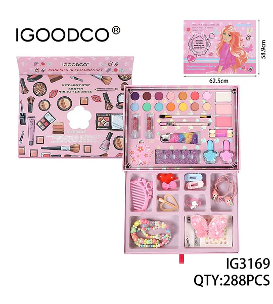 Set de Maquillaje y Accesorios IGOODCO para Niñas con 288 Piezas