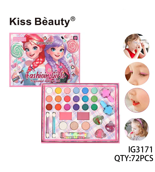 Set de Maquillaje Profesional Kiss Beauty Fashioin Girls 72 Piezas