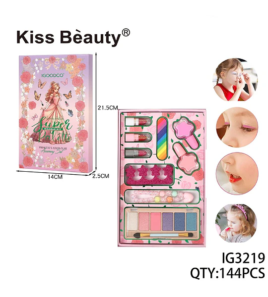 Kit de Maquillaje y Accesorios Princesa Aventura Kiss Bèauty para Niñas