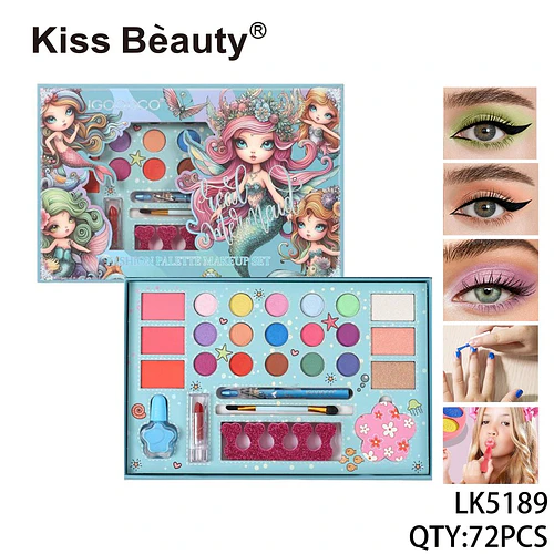 Set de Maquillaje Completo Temática Sirena Kiss Bèauty para Niñas - Chuys Beautys | Chuy's Beautys