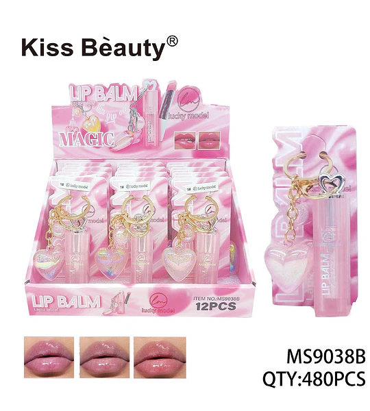Bálsamo Labial Mágico Hidratante con Llavero Corazón Kiss Bèauty