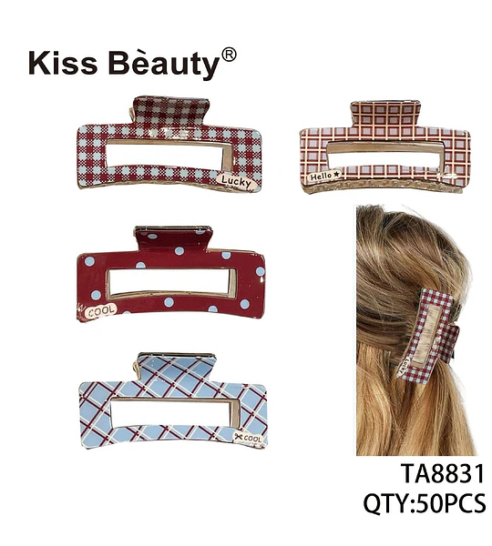 Pinzas para el Cabello Rectangulares con Diseños Variados Kiss Beauty