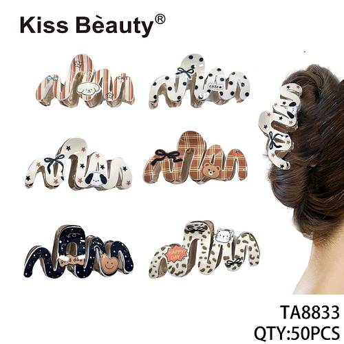 Pinzas de Pelo Grandes Onduladas con Diseños Variados Kiss Beauty - Chuys Beautys | Chuy's Beautys