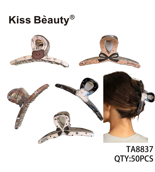 Set de 50 pinzas para el cabello Kiss Bèauty con diseños variados