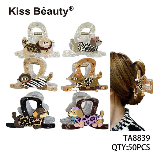 Pinzas de Pelo Garra Acrílicas con Diseño de Animales Kiss Bèauty - Chuys Beautys | Chuy's Beautys