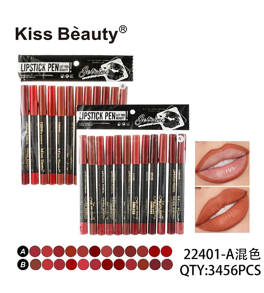 Lápices Labiales Cremosos Kiss Beauty Set de Tonos Variados A y B