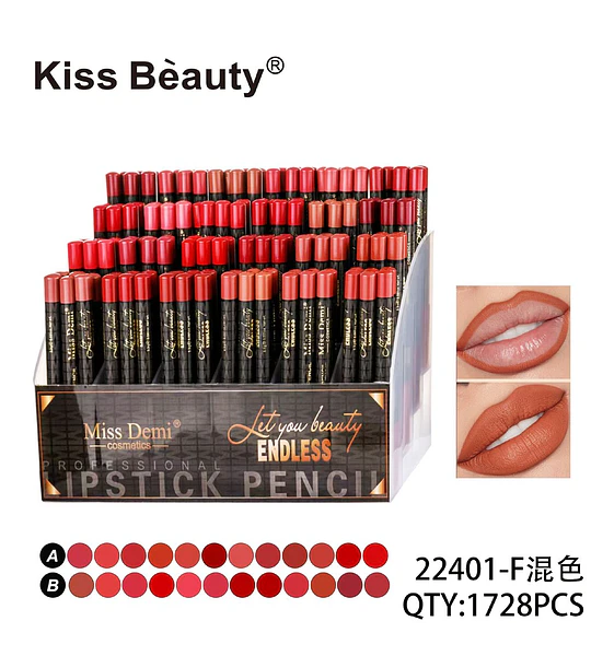 Lápices Labiales Profesionales Miss Demi Endless de Kiss Bèauty, Tonos Variados