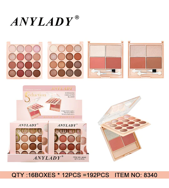 Paleta de maquillaje ANYLADY con 16 sombras y 4 tonos para rostro