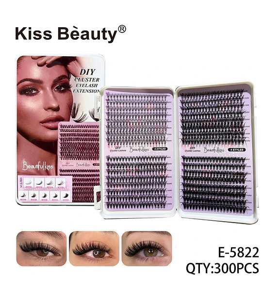 Pestañas Postizas en Racimo DIY Kiss Beauty con 4 Estilos y Largos Variados