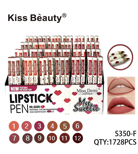 Lápiz Labial Delineador Kiss Bèauty Miss Demi con Efecto Natural
