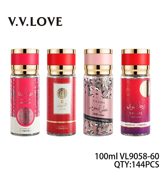 Set de 4 Fragancias Corporales V.V. LOVE en Mist de 100ml