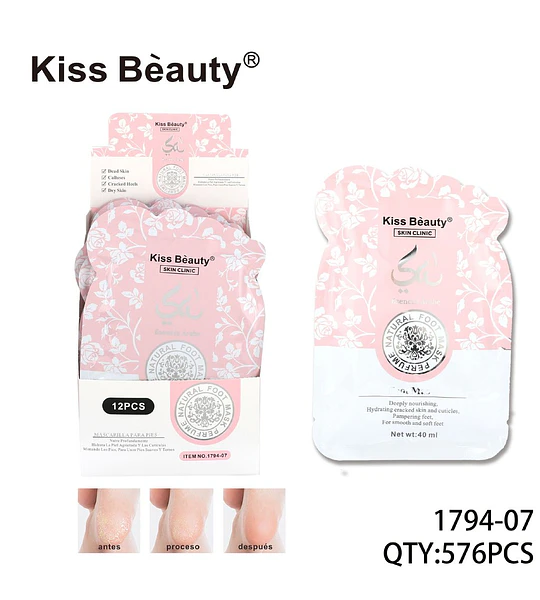 Mascarilla exfoliante e hidratante para pies Kiss Bèauty Skin Clinic