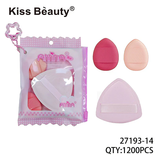 Set de esponjas y borlas de maquillaje Kiss Bèauty para aplicación precisa - Chuys Beautys | Chuy's Beautys