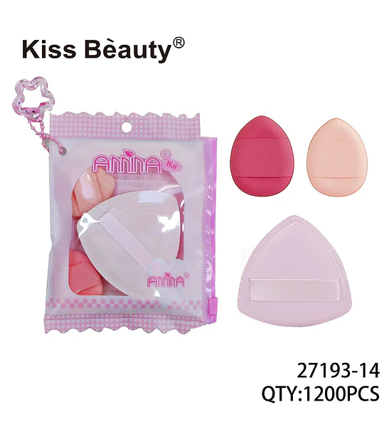 Set de esponjas y borlas de maquillaje Kiss Bèauty para aplicación precisa