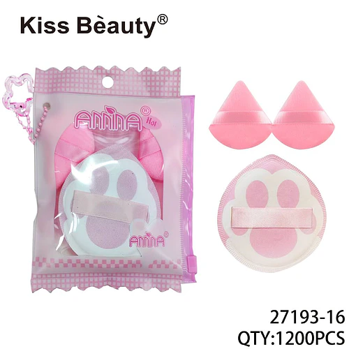 Set de Esponjas y Puffs de Maquillaje Kiss Beauty Annia con Diseño de Patita - Chuys Beautys | Chuy's Beautys