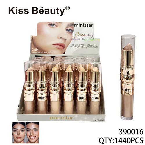 Kiss Beauty ministar Iluminador Cremoso Doble Punta 24H Radiance - Chuys Beautys | Chuy's Beautys