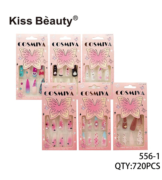 Uñas Postizas Kiss Bèauty con Diseños Variados y Aplicación Rápida