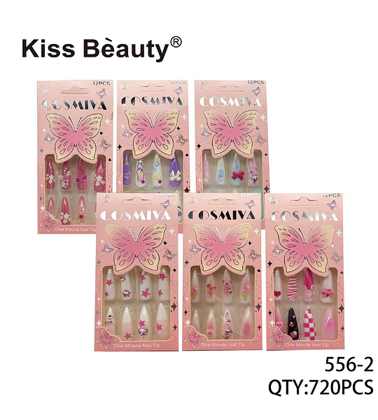 Set de Uñas Postizas Stiletto Kiss Bèauty con Diseños Variados