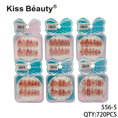 Set de Uñas Postizas Almendradas Kiss Beauty con Diseños de Cerezas Variados - Chuys Beautys | Chuy's Beautys