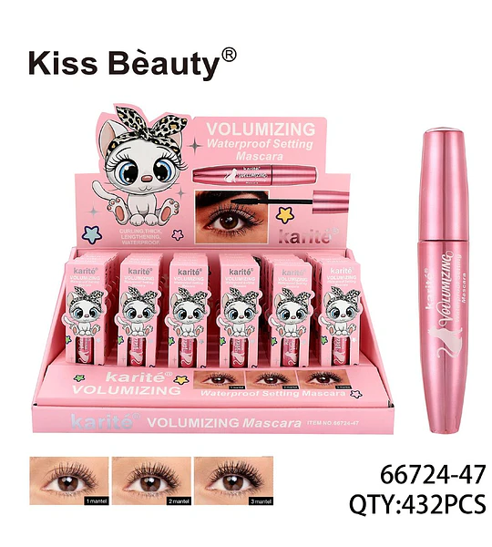 Karité Volumizing Waterproof Setting Mascara para Pestañas Kiss Beauty