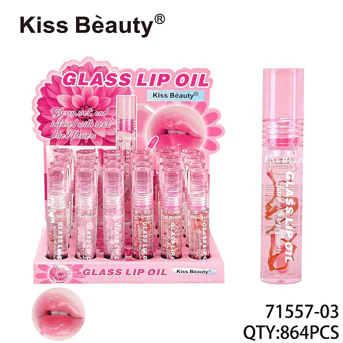 Aceite Labial Glossy con Flores Reales Kiss Beauty - Chuys Beautys | Chuy's Beautys