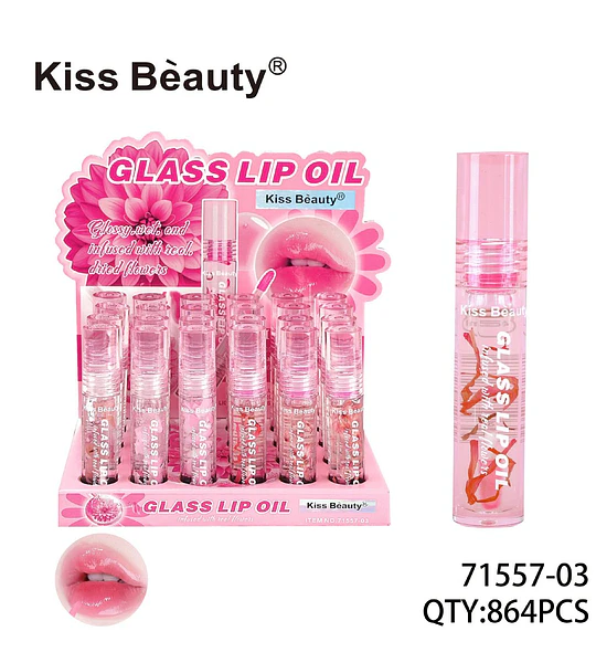 Aceite Labial Glossy con Flores Reales Kiss Beauty